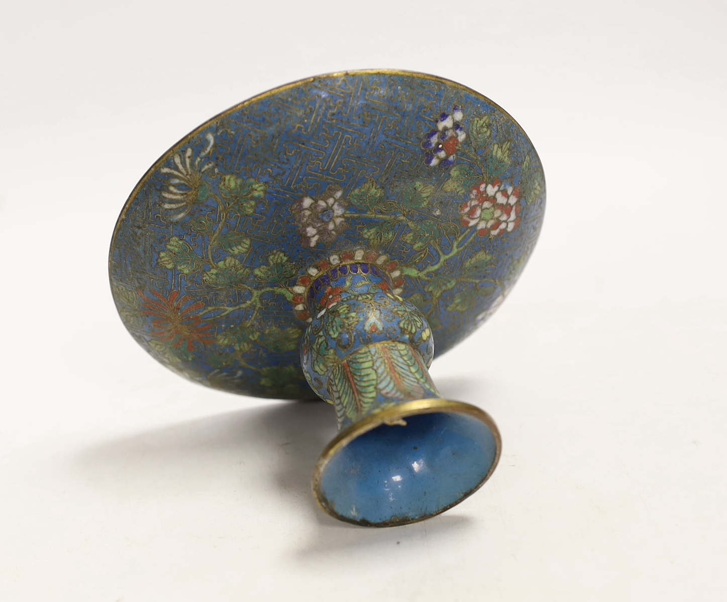 A Chinese cloisonné enamel stem dish, late 19th century, 8cm high